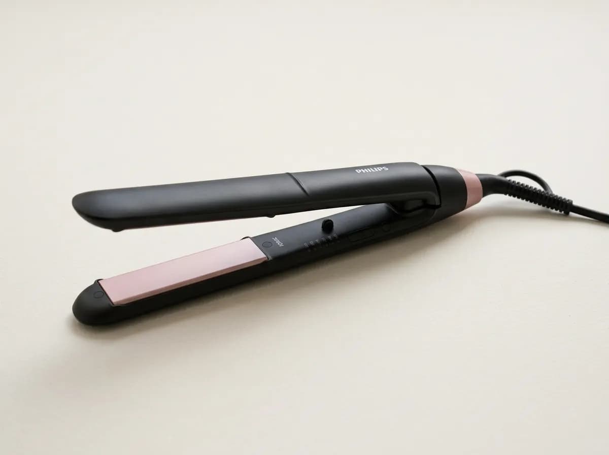 Lisseur Philips StraightCare Essential BHS378/00, noir à plaques roses