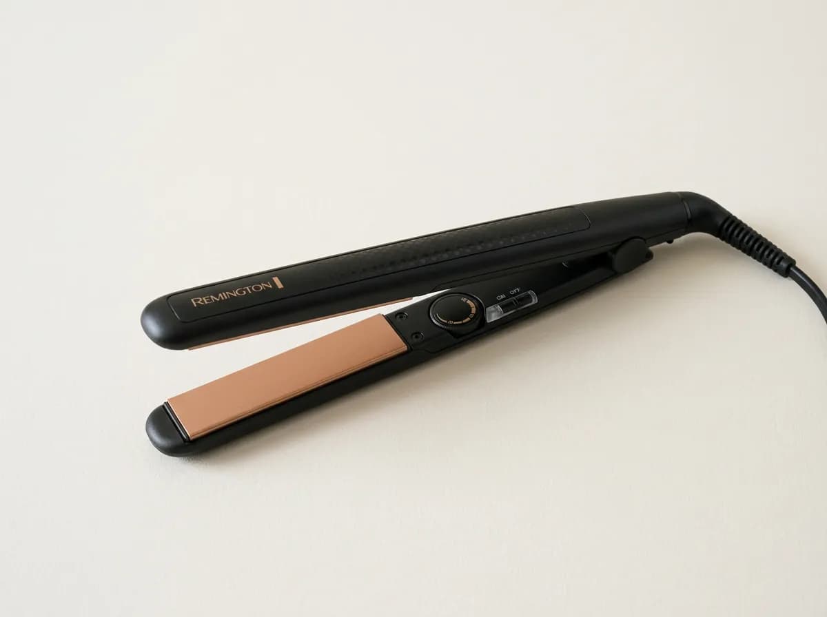 Lisseur Remington S6308 Eclat Brillance, noir à plaques cuivrées
