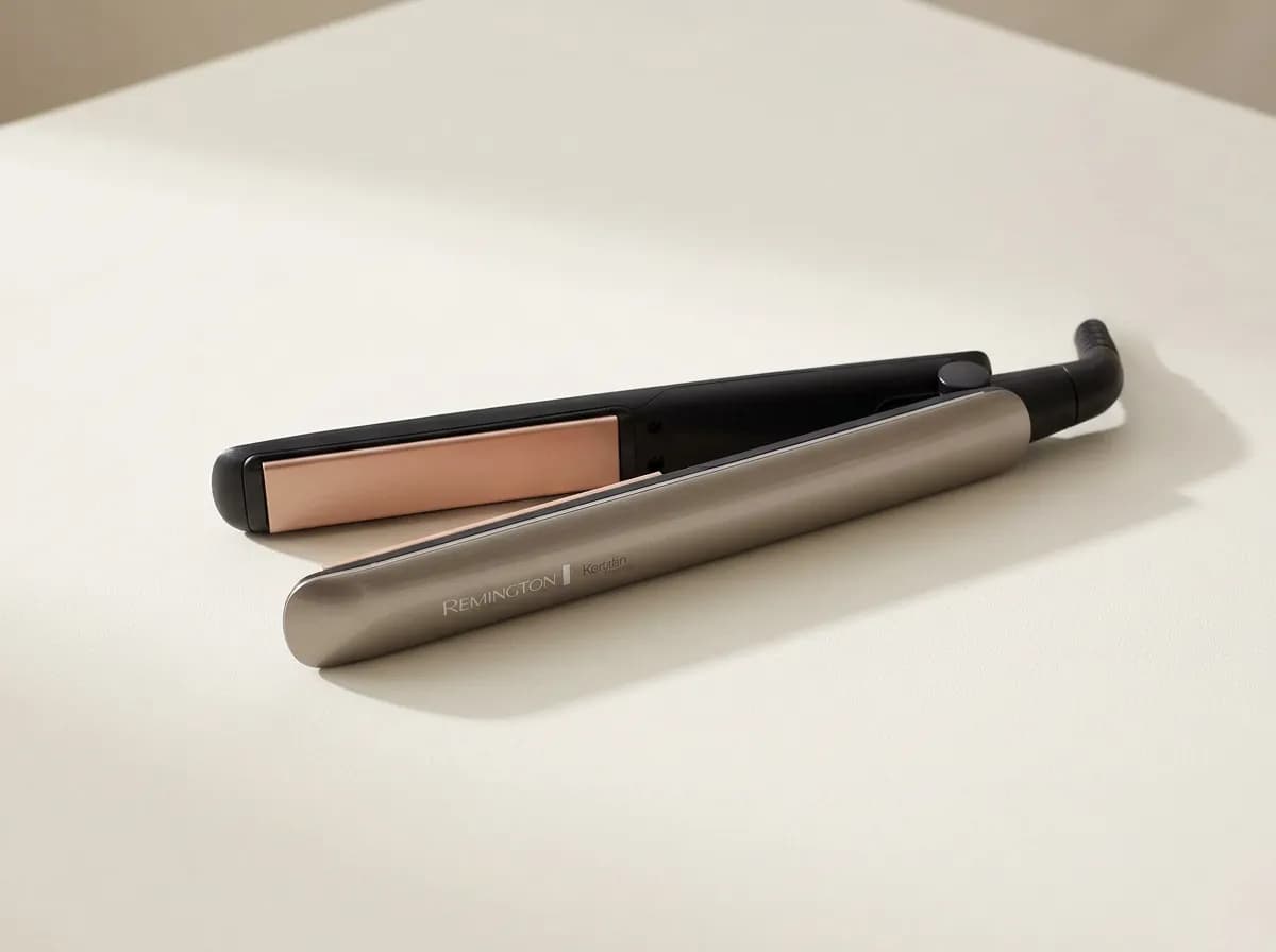Lisseur Remington Keratin Therapy S8593, taupe, noir et or rose