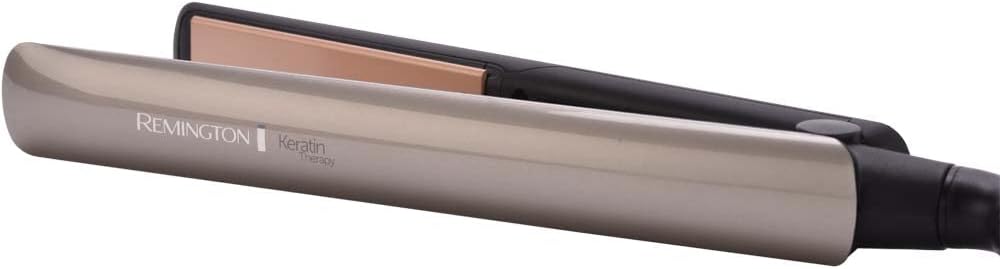 Remington Lisseur Cheveux [Innovation: Capteur de Protection contre la chaleur] Keratin Therapy (Soin Kératine  Huile dAmande, Céramique, Ecran LCD, 160-230°C, pochette) Fer à lisser S8593