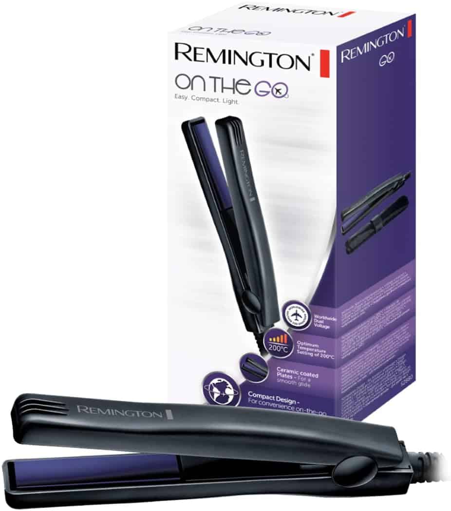 Remington Mini Lisseur [Pratique Idéal voyage] On The Go (Design ultra compact 15cm, Céramique, Glisse Facile, Température élevée 200°, Voltage universel) Lisseur Cheveux S2880