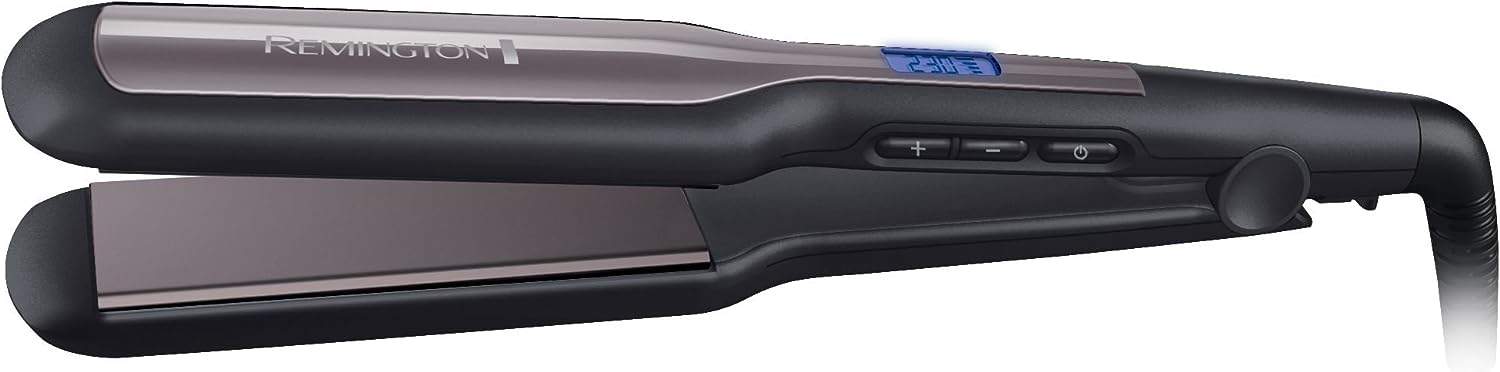 Remington Lisseur Cheveux [Plaques Larges 45mm] Pro-Ceramic Extra (Spécial cheveux épais, frisés, bouclés et longs | Céramique, Ecran LCD, 150-230°C, pochette) Fer à lisser S5525